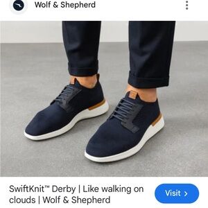 NEW Wolf and Shepherd SwiftKnit Derby men’s size 9.  Navy
